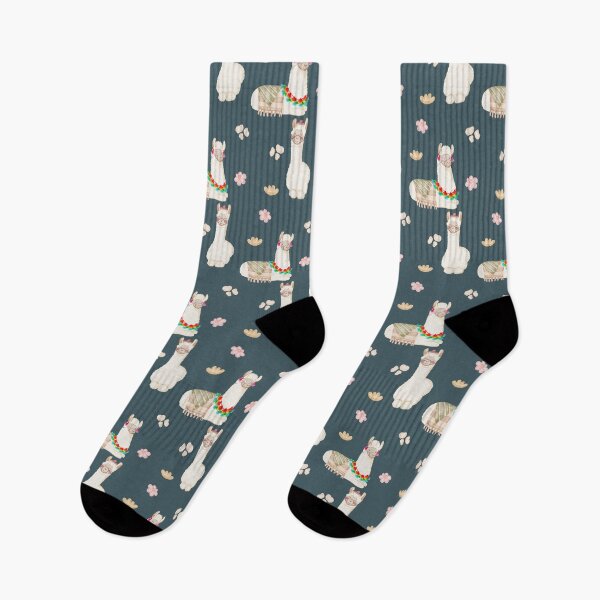 Item preview, Cute Watercolor Floral Llamas and Succulents Navy Blue Pattern designed and sold by svitlaarty.