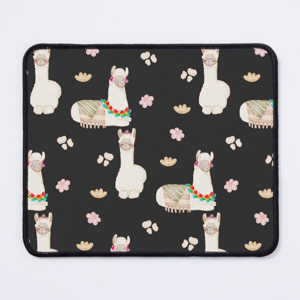 Item preview, Cute Watercolor Floral Llamas and Succulents Black Pattern designed and sold by svitlaarty.
