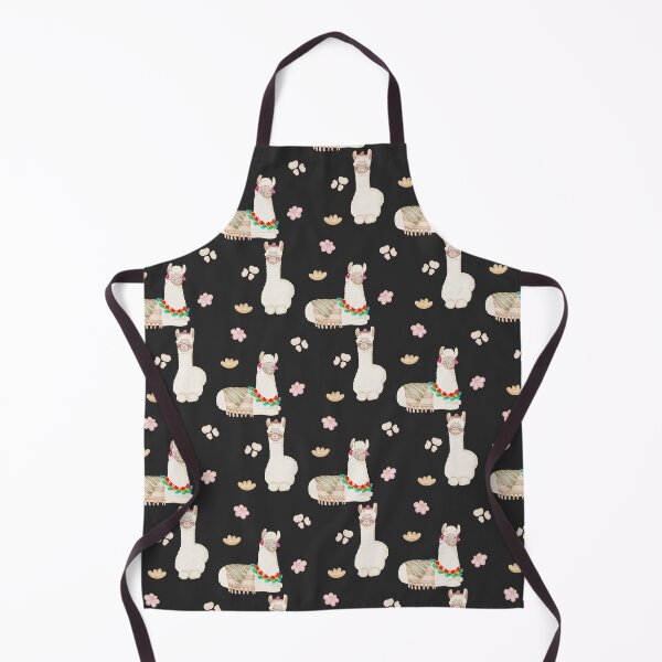 Item preview, Cute Watercolor Floral Llamas and Succulents Black Pattern designed and sold by svitlaarty.