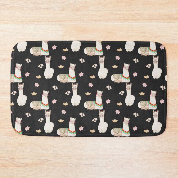 Item preview, Cute Watercolor Floral Llamas and Succulents Black Pattern designed and sold by svitlaarty.