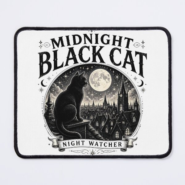 Item preview, Midnight Black Cat Night Watcher Line Art + Dotwork designed and sold by LiviuGligoros.