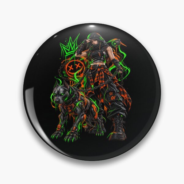 Item preview, Cyberpunk Techwear Girl with Cyborg Pitbull - Urban Streetwear designed and sold by StaticEmpire.