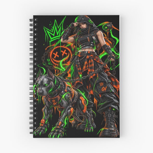 Item preview, Cyberpunk Techwear Girl with Cyborg Pitbull - Urban Streetwear designed and sold by StaticEmpire.