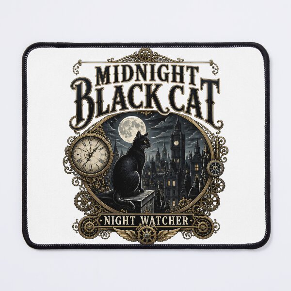 Item preview, Midnight Black Cat Night Watcher Steampunk Vintage designed and sold by LiviuGligoros.