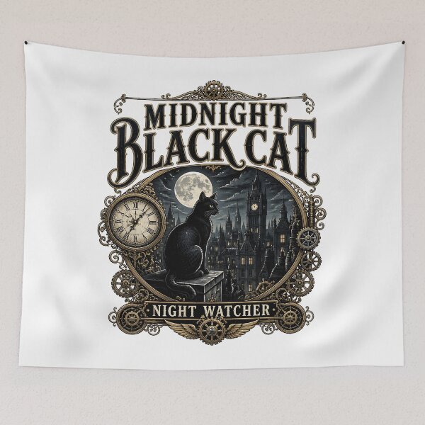 Item preview, Midnight Black Cat Night Watcher Steampunk Vintage designed and sold by LiviuGligoros.