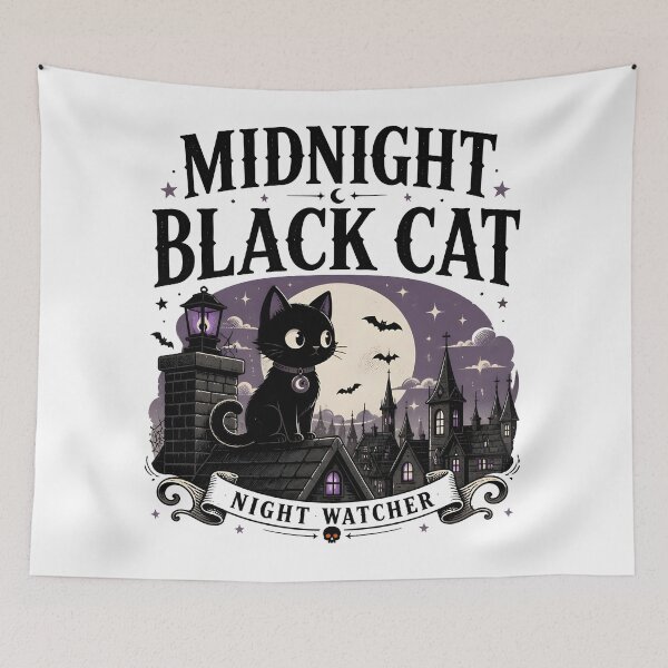 Item preview, Midnight Black Cat Night Watcher Cute Dark Kawaii designed and sold by LiviuGligoros.