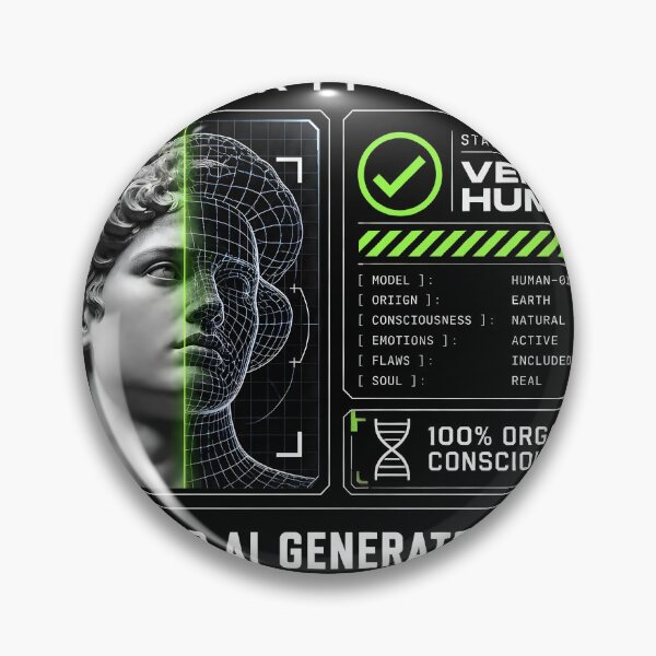 Item preview, Anti AI Verified Human — 100% Organic Consciousness Cyberpunk Tech Humor designed and sold by Orbit Ink.