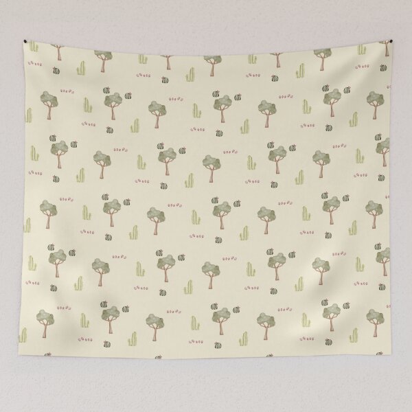 Item preview, Minimalist Watercolor Desert Cactus and Trees Cream Pattern designed and sold by svitlaarty.