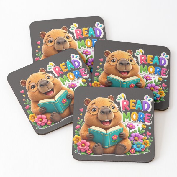 Item preview, Sweet Happy Capybara Reads More Bookworm Art designed and sold by MargaretPolanco.