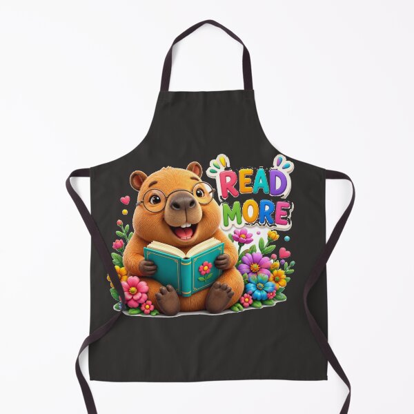 Item preview, Sweet Happy Capybara Reads More Bookworm Art designed and sold by MargaretPolanco.