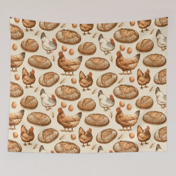 Item preview, Copy of Sourdough Bread Chicken Seamless Pattern designed and sold by palaco210.
