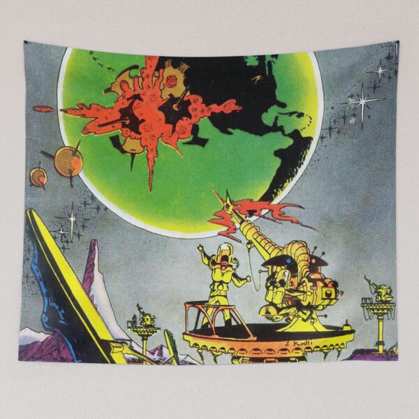 Item preview, Vintage Sci Fi Wall Art, Space Battle on Alien Planet, Retro Comic Book Print designed and sold by RickE.
