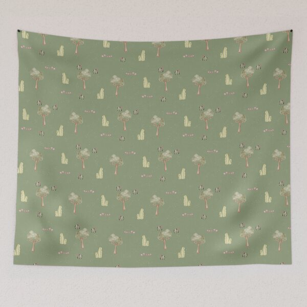 Item preview, Minimalist Watercolor Desert Cactus and Trees Sage Green Pattern designed and sold by svitlaarty.