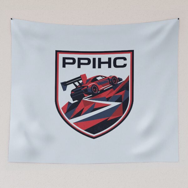 Item preview, PPIHC Pikes Peak Hill Climb Red Race Car Geometric Mountain Crest designed and sold by KiwiRider.