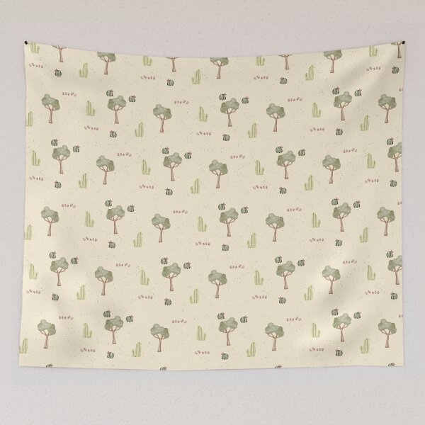 Item preview, Minimalist Watercolor Desert Cactus and Trees Warm Sand Pattern designed and sold by svitlaarty.