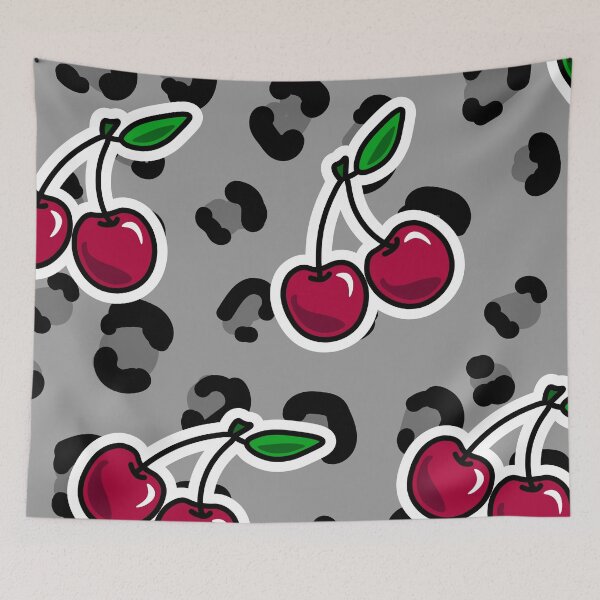Item preview, Grey Leopard Pring & Cherries <3 designed and sold by bexbgraphics.