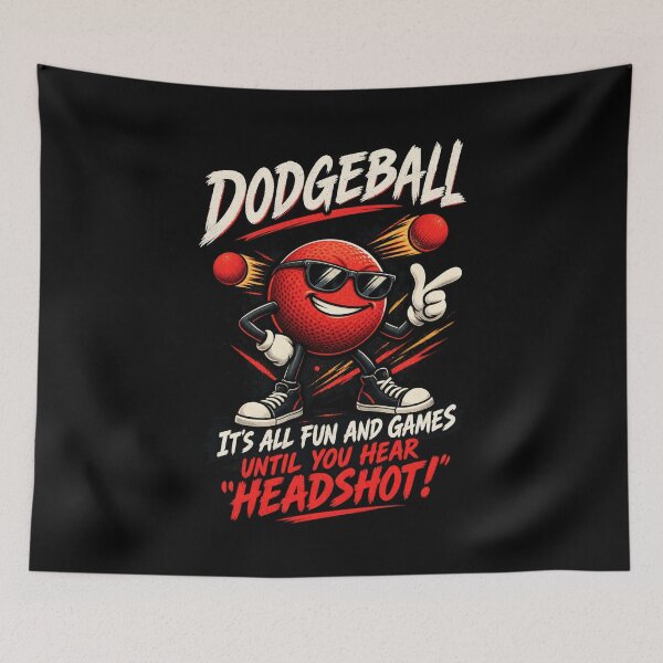 Aperçu de l'œuvre Dodgeball Headshot Drôle Sports Rétro créée et vendue par SidTastic .