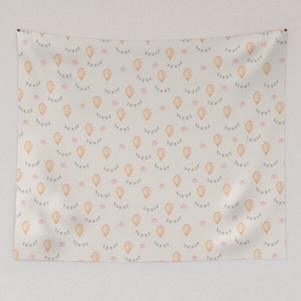 Item preview, Cute Watercolor Hot Air Balloons and Garlands Sand Beige Pattern designed and sold by svitlaarty.
