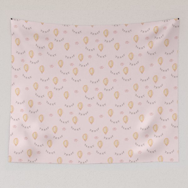 Item preview, Cute Watercolor Hot Air Balloons and Garlands Pink Nursery Pattern designed and sold by svitlaarty.