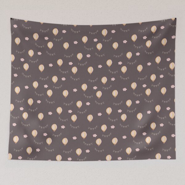 Item preview, Cute Watercolor Hot Air Balloons Dark Plum Burgundy Pattern designed and sold by svitlaarty.