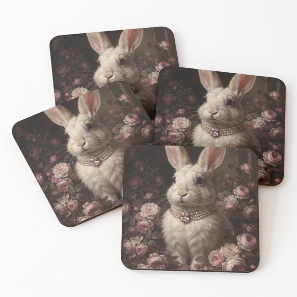 Item preview, Noble White Rabbit with Pink Gem Pearl Choker designed and sold by Real Beast Art.