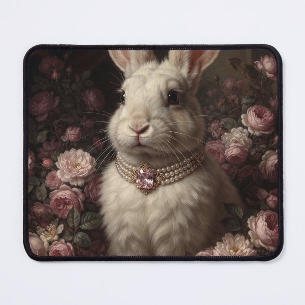 Item preview, Noble White Rabbit with Pink Gem Pearl Choker designed and sold by Real Beast Art.