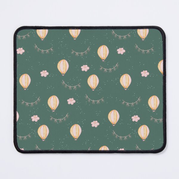 Item preview, Cute Watercolor Hot Air Balloons Deep Teal Green Pattern designed and sold by svitlaarty.