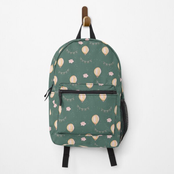Item preview, Cute Watercolor Hot Air Balloons Deep Teal Green Pattern designed and sold by svitlaarty.