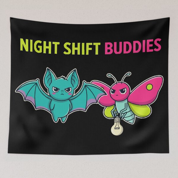 Item preview, HALLOWEEN Night Shift Buddies Bat Moth - Funny Halloween Night Worker designed and sold by Uglyandcute.
