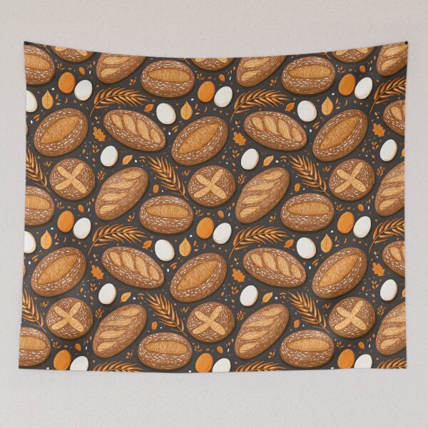 Item preview, Sourdough Bread Chicken Eggs Seamless Pattern designed and sold by palaco210.