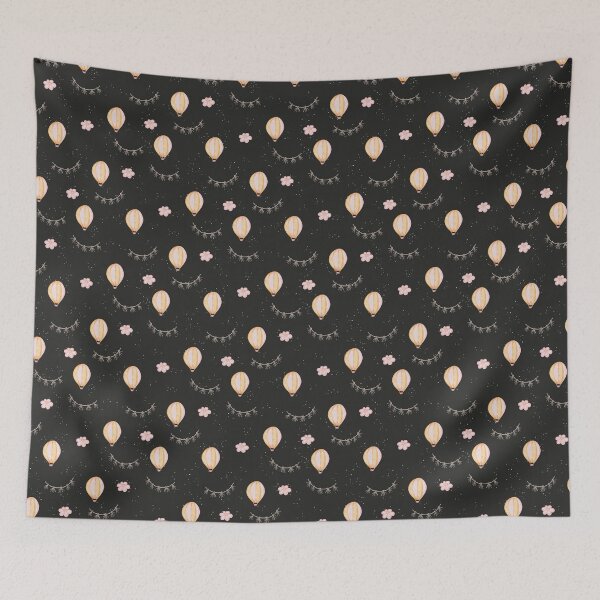Item preview, Cute Watercolor Hot Air Balloons Charcoal Black Pattern designed and sold by svitlaarty.