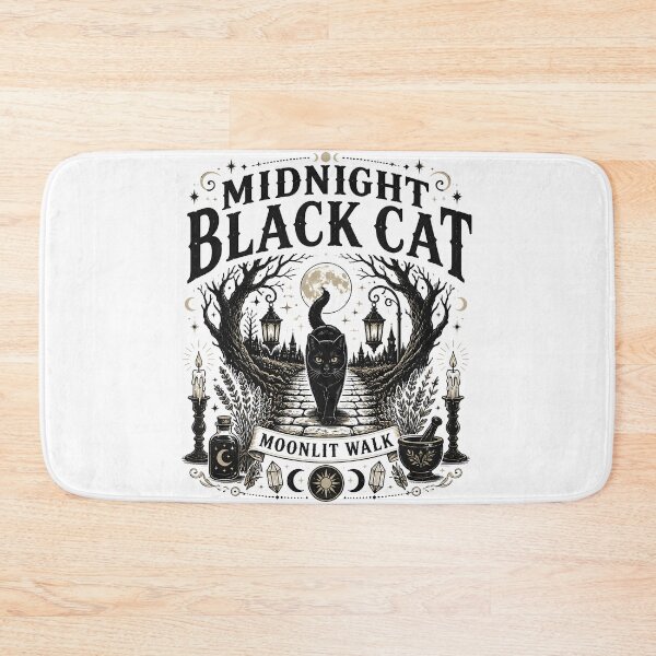 Item preview, Midnight Black Cat Moonlit Walk Witchy Occult designed and sold by LiviuGligoros.