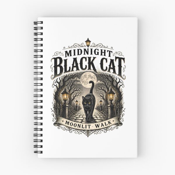 Item preview, Midnight Black Cat Moonlit Walk Vintage Engraving designed and sold by RoyesButler.