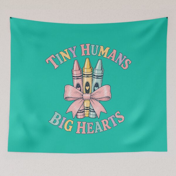 Item preview, Tiny Humans Big Hearts Daycare Teacher Gift Colourful Crayon Design designed and sold by BearLoveDesign.
