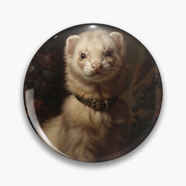 Item preview, Noble Ferret with Vintage Leather Collar designed and sold by Real Beast Art.