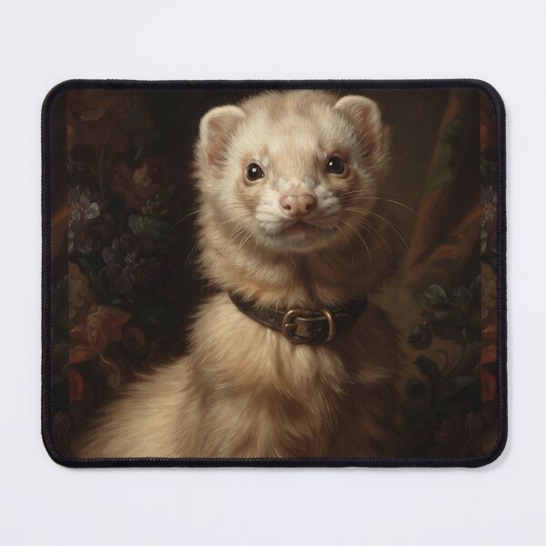 Item preview, Noble Ferret with Vintage Leather Collar designed and sold by Real Beast Art.