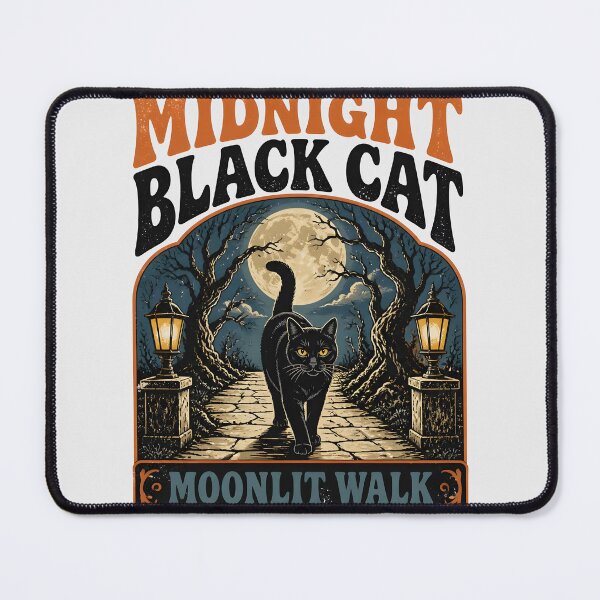 Item preview, Midnight Black Cat Moonlit Walk Retro Halloween designed and sold by RoyesButler.