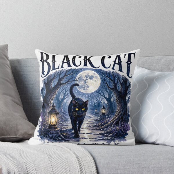 Item preview, Midnight Black Cat Moonlit Walk Watercolor Fantasy designed and sold by RoyesButler.