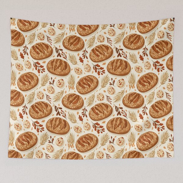 Item preview, Sourdough Bread Chicken Eggs Seamless Pattern designed and sold by palaco210.