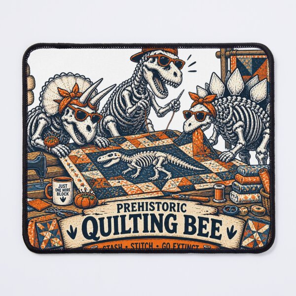 Item preview, Prehistoric Quilting Bee Skeleton Dinosaurs Fabric Friends Fossils Stitch designed and sold by zhivago1980.