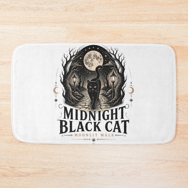 Item preview, Midnight Black Cat Moonlit Walk Line Art + Dotwork designed and sold by LiviuGligoros.