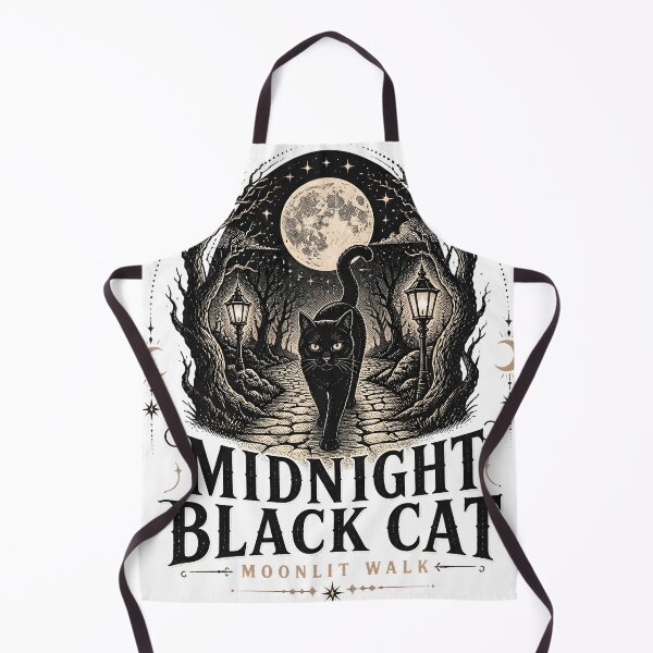 Item preview, Midnight Black Cat Moonlit Walk Line Art + Dotwork designed and sold by LiviuGligoros.