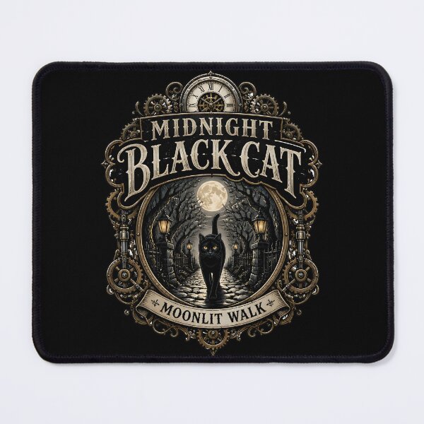 Item preview, Midnight Black Cat Moonlit Walk Steampunk Vintage designed and sold by LiviuGligoros.