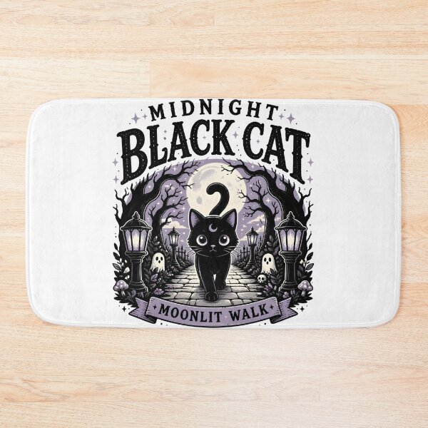 Item preview, Midnight Black Cat Moonlit Walk Cute Dark Kawaii designed and sold by LiviuGligoros.