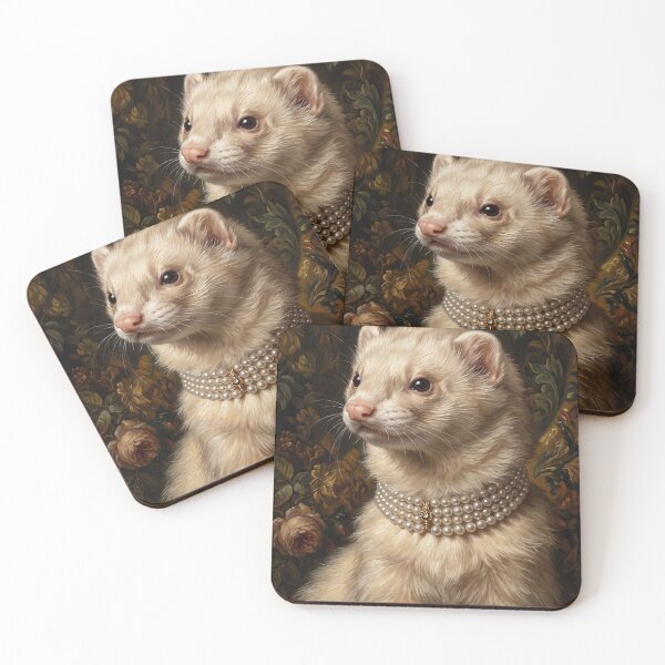 Item preview, Regal Ferret with Gold Pearl Choker designed and sold by Real Beast Art.