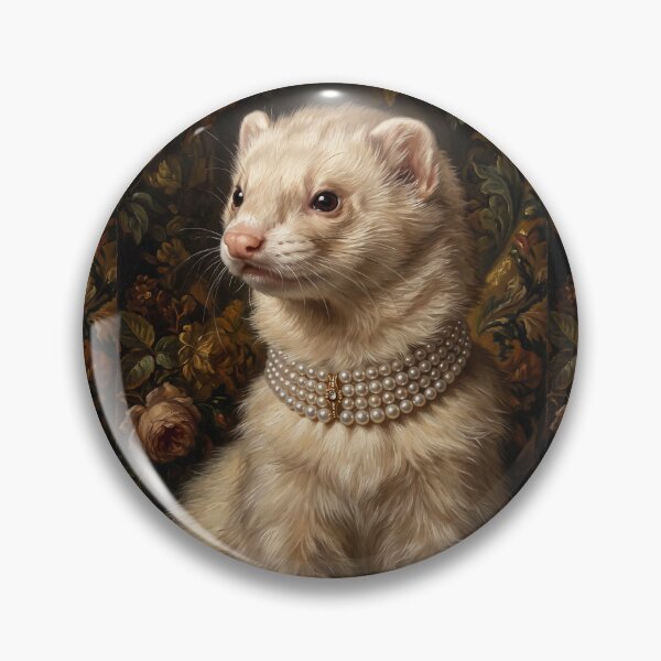 Item preview, Regal Ferret with Gold Pearl Choker designed and sold by Real Beast Art.
