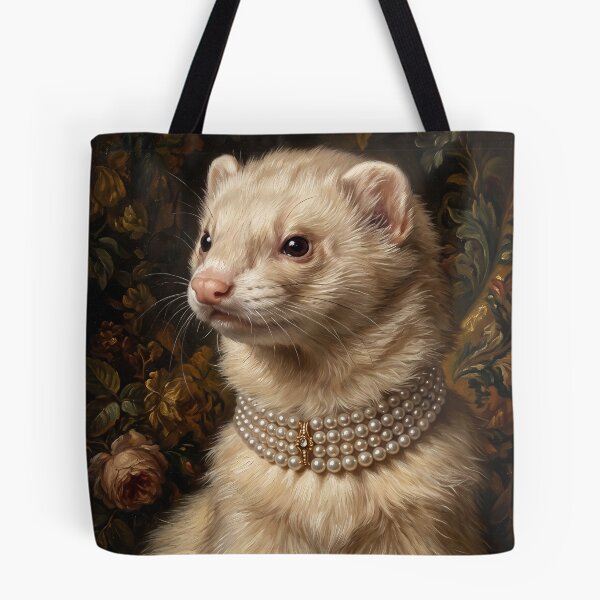 Item preview, Regal Ferret with Gold Pearl Choker designed and sold by Real Beast Art.