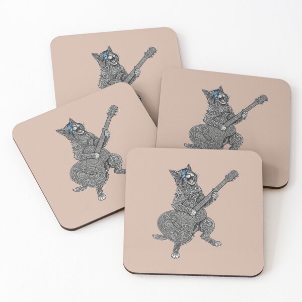 Item preview, Ziggy Stardust Cat playing acoustic guitar designed and sold by Lazykatz.