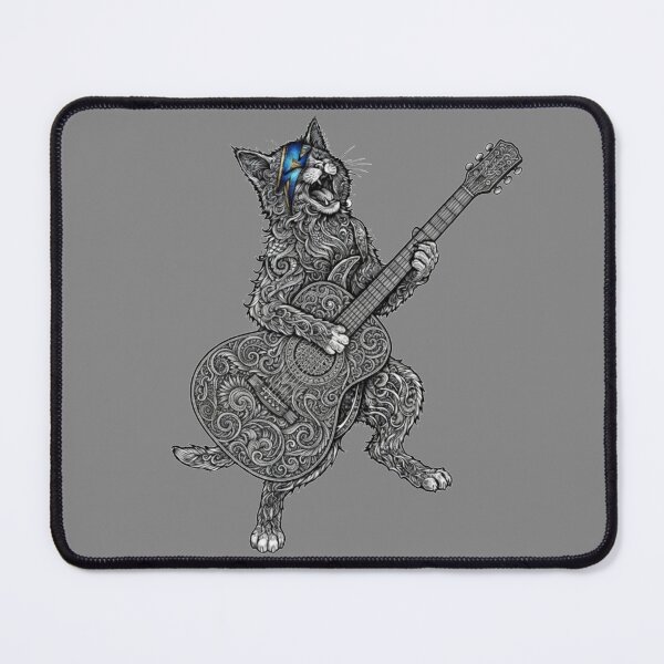 Item preview, Ziggy Stardust Cat playing acoustic guitar designed and sold by Lazykatz.