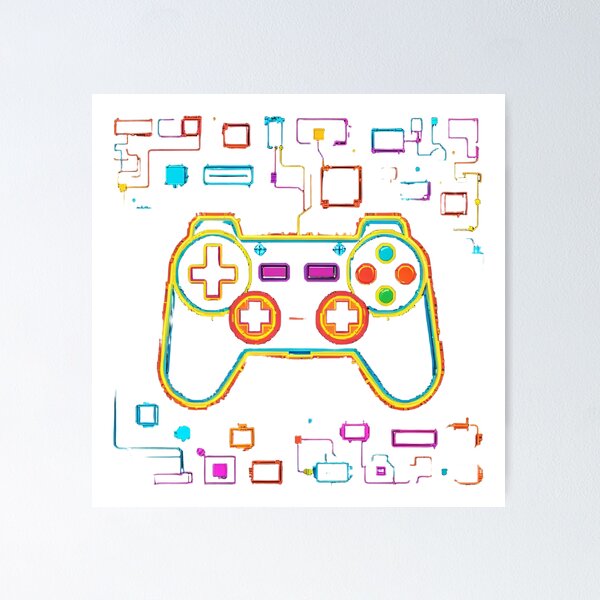 Item preview, Retro Pixel Art Game Controller Neon Glow Dark Style – Gamer gift idea designed and sold by michallechowicz.